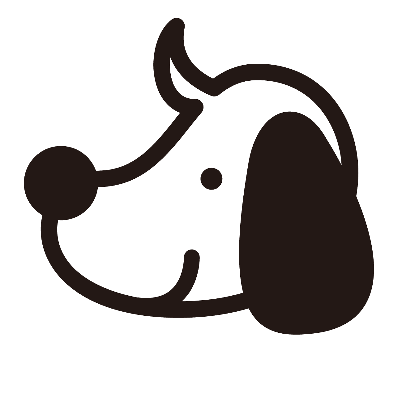 前髪がはねてる犬のシルエット